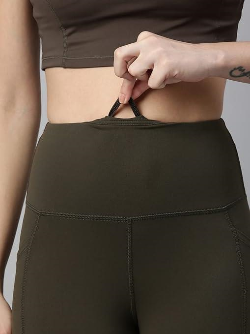 Enamor High Rise 7/8th Length Drawstring Closure Active Cotton Legging for Women - Hugged Fit, Quick Dry, Antimicrobial