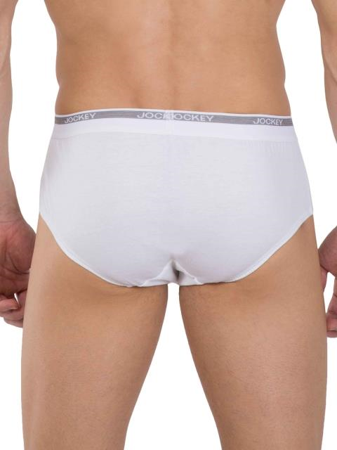 JOCKEY MEN'S  SQUARE CUT  WHITE BRIEF (PACK OF 2)