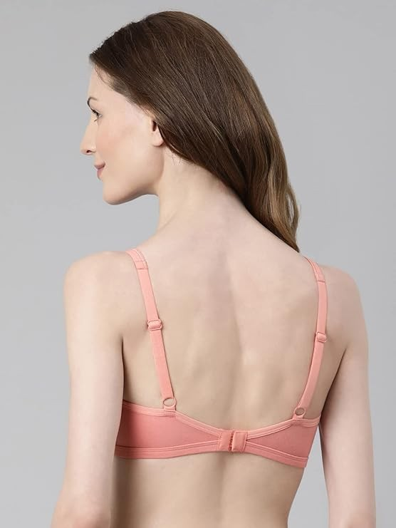 Enamor Better Support Women's Everyday Cotton Plunge T-Shirt Bra - Detachable Straps, Non-Padded, Wirefree, High-Coverage