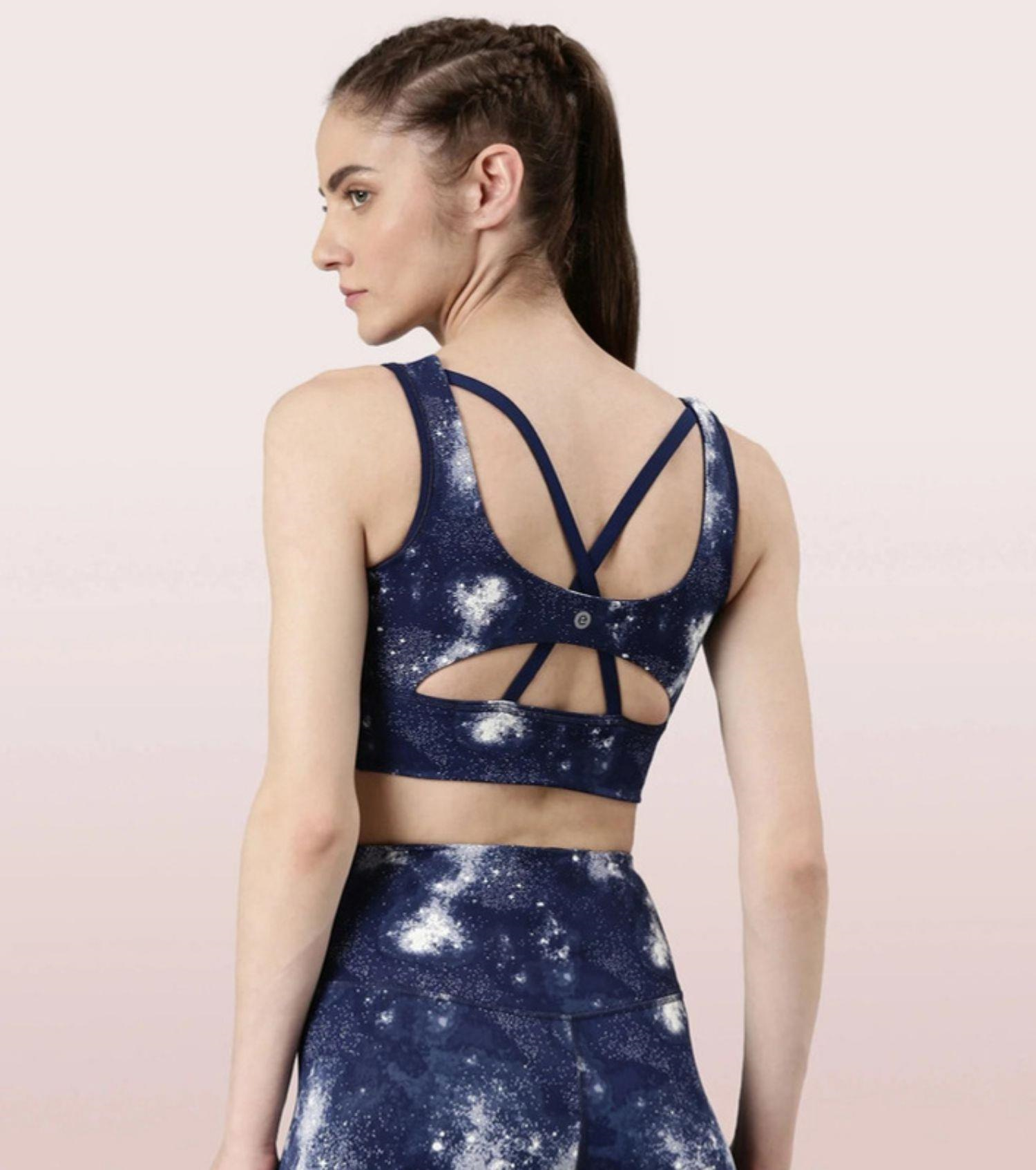 Enamor SPORTS BRA  PRINTED  SCOOP NECK MEDIUM IMPACT DRY FIT SPORTS BRA