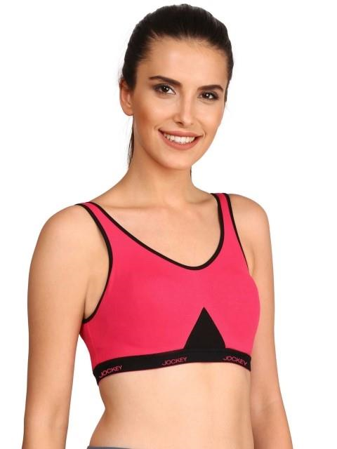Jockey  Women Super Combed Cotton Elastane Active Bra | Wirefree | Non Padded | Full Coverage Slip-On with Wider Straps