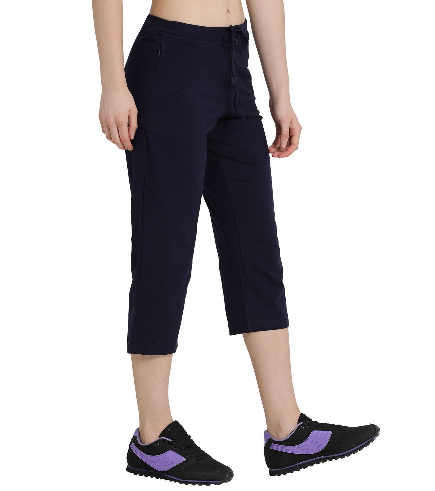 Enamor Mid Rise Capri Length Drawstring Closure Lounge Capri for Women - Slim Fit, Soft and Breathable Stretch Cotton