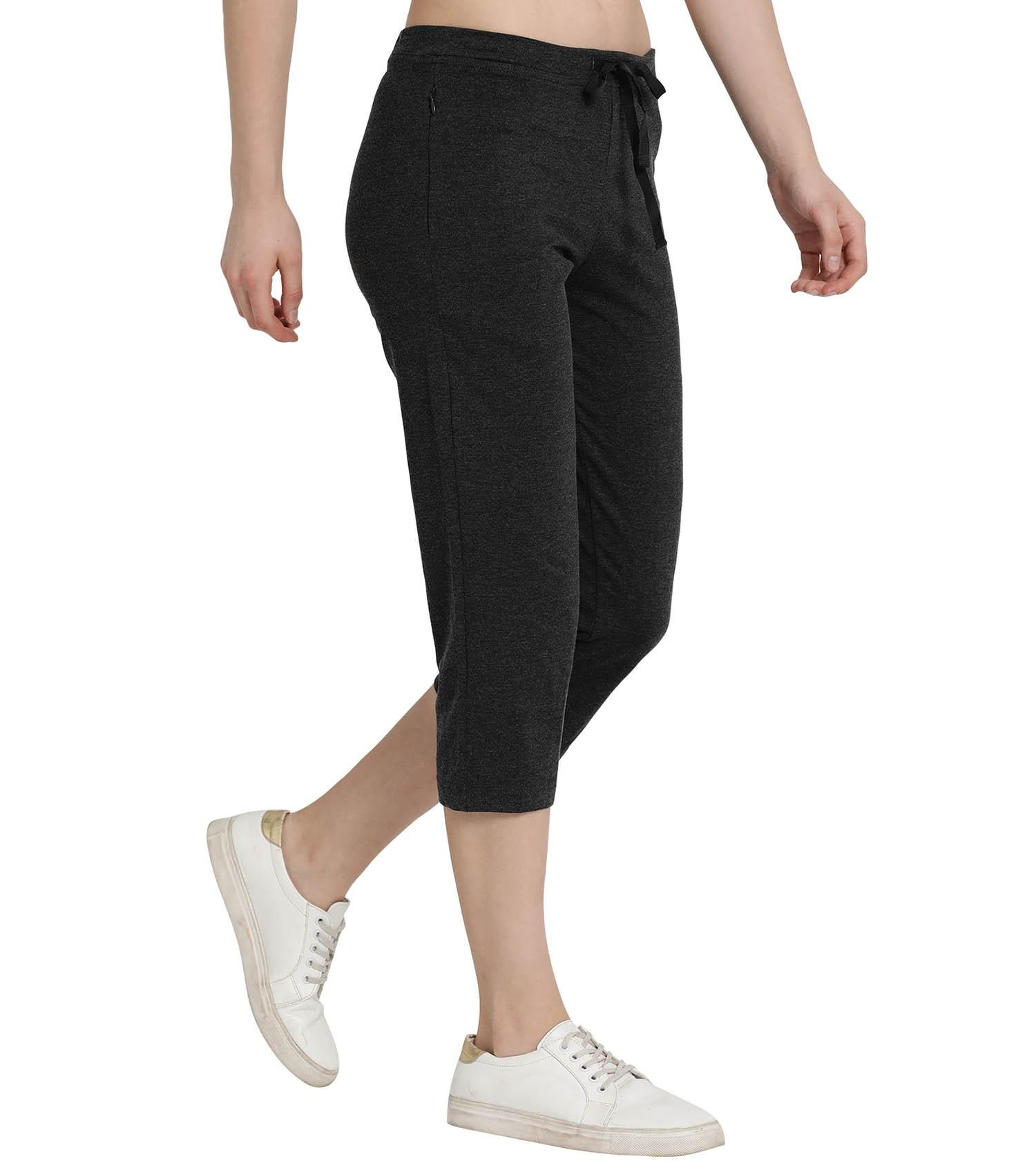 Enamor Mid Rise Capri Length Drawstring Closure Lounge Capri for Women - Slim Fit, Soft and Breathable Stretch Cotton