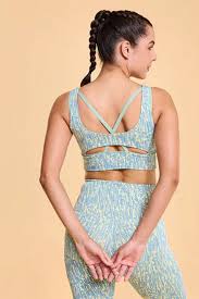 Enamor Cutaway Back Detail Quick Dry Printed Sports Bra - Removable Padding, Non-Wired, Medium Coverage