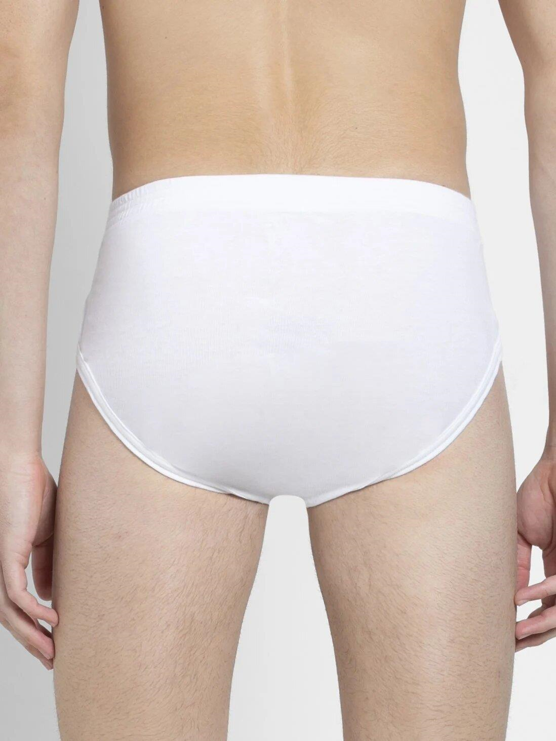 Jockey Men's White Super Combed Cotton Rib Solid Brief with Stay Fresh Properties (Pack of 2)