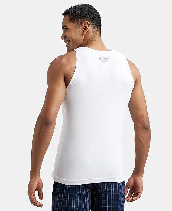 Jockey FP04 Men's Super Combed Cotton Rib Round Neck Slim Fit Sleeveless Vest with Extended Length for Easy Tuck