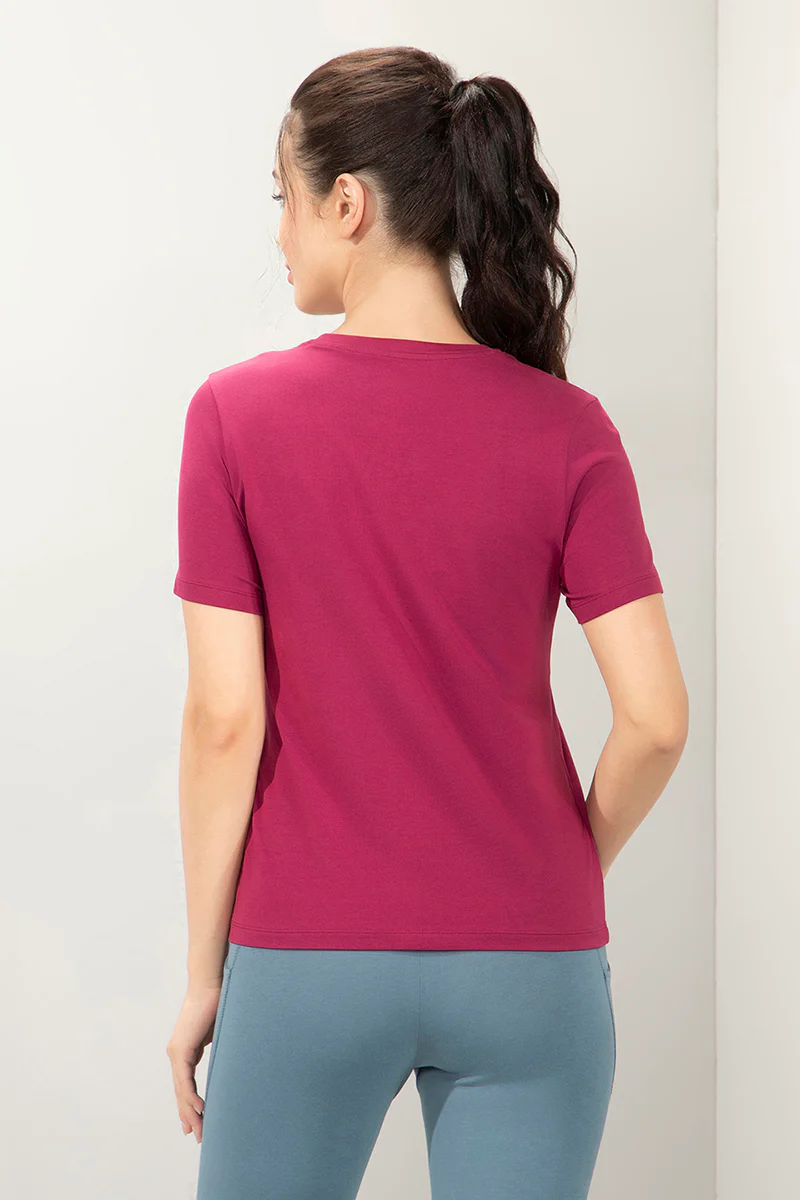 AMANTE WOMEN ESSENTIAL V-NECK PRINTED SOFT COTTON FABRIC RELAXED FIT TEE