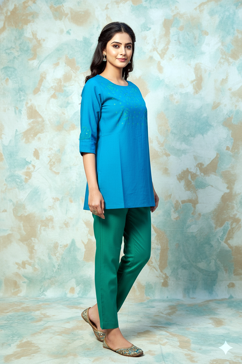 Modern Ethnic Embroidered Short Kurti