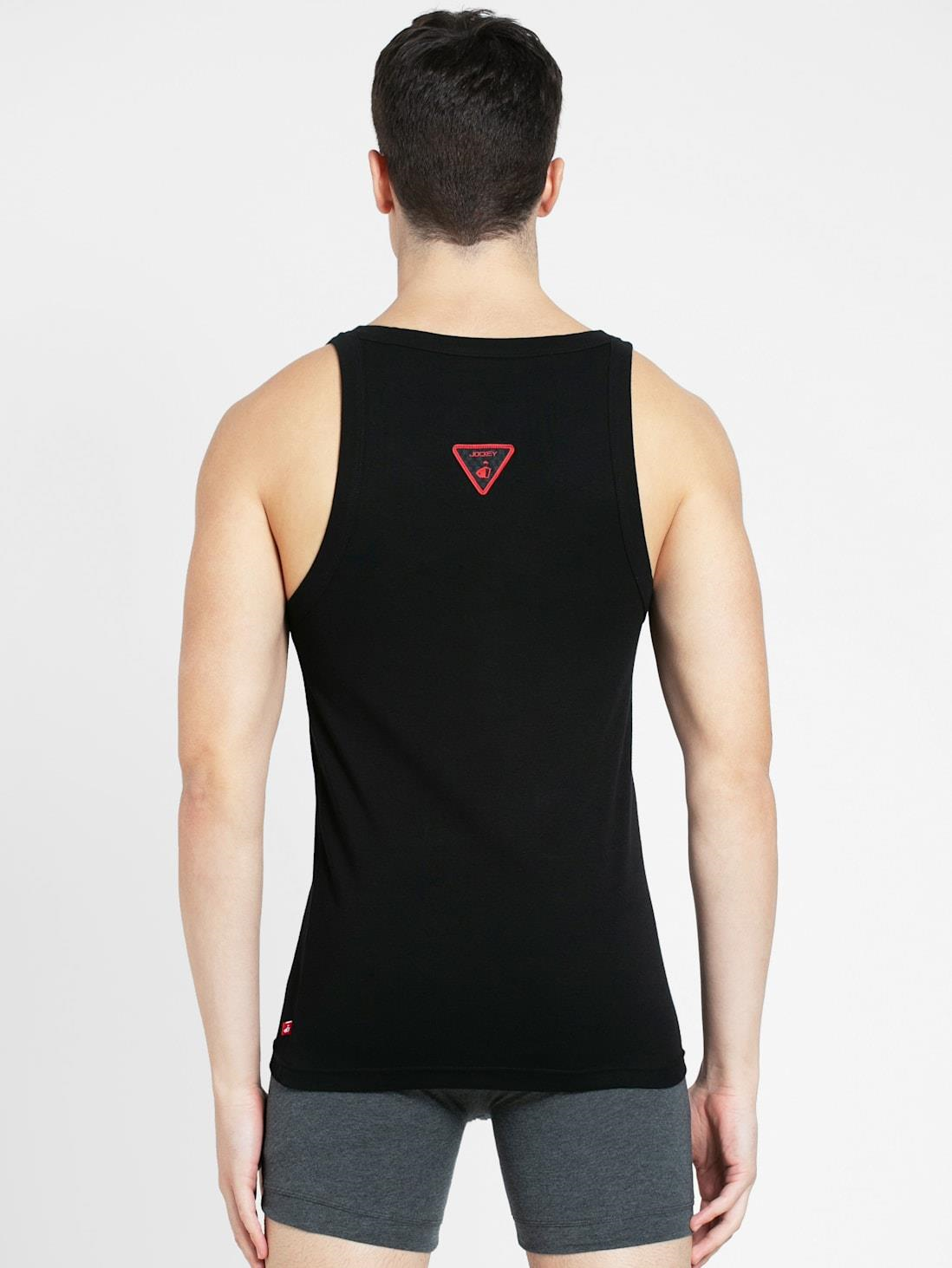 Jockey Men's Super Combed Cotton Rib Square Neckline Gym Vest