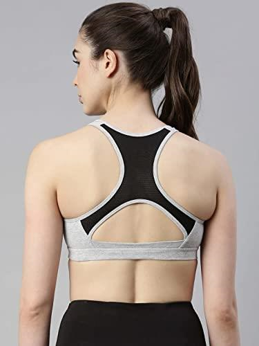 Enamor Medium Impact, Side Panel Shaping, Racer Back Women's Cotton Sports Bra - Padding with Removable Cups, Wirefree, High Coverage