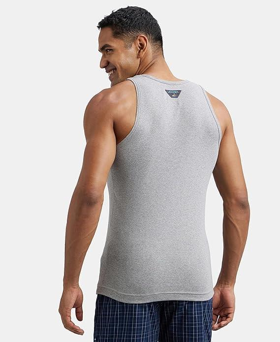 Jockey FP04 Men's Super Combed Cotton Rib Round Neck Slim Fit Sleeveless Vest with Extended Length for Easy Tuck