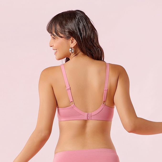 Enamor Women Cotton Innovations Bamboo Bliss,Plunge,Super Soft,Everyday T-Shirt Bra-Naturally Absorbent & Antimicrobial,Padded,Wirefree,High Coverage