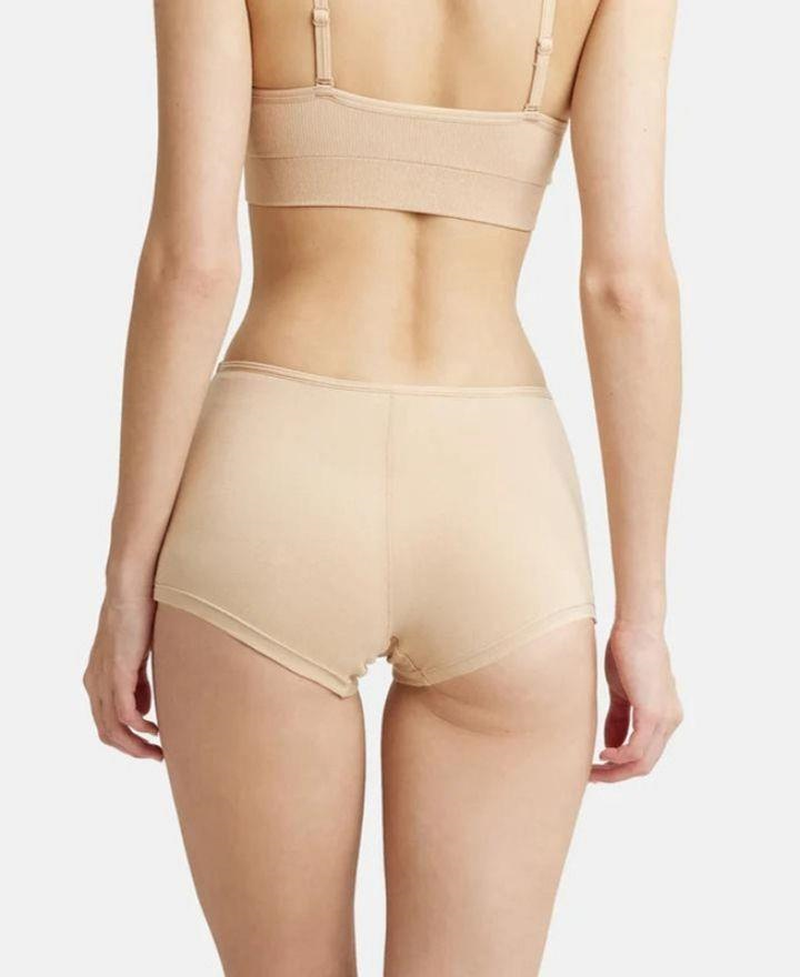 Jockey  Women's High Coverage Super Combed Cotton Elastane Stretch Mid Waist Boy Shorts Panty with Concealed Waistband and Stay Fresh Treatment