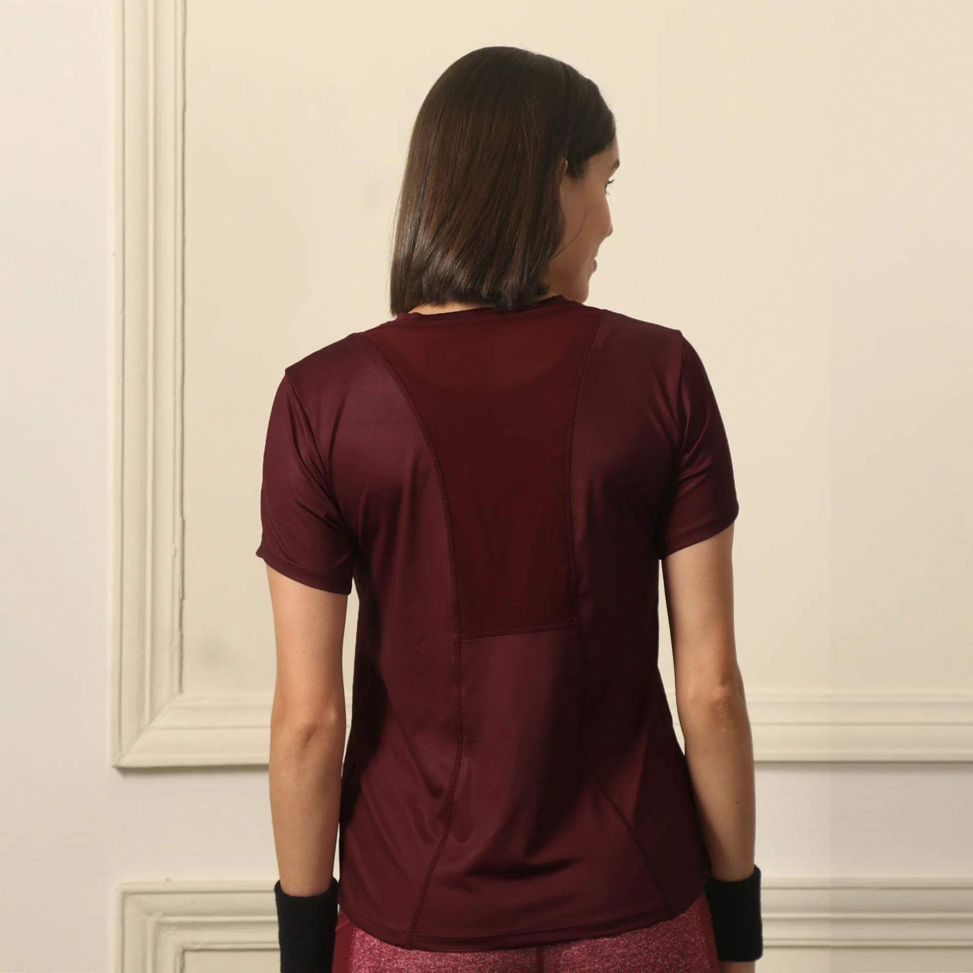 SOIE WOMENS T-SHIRT BASIC CREW NECK TRAINING TEE WITH MESH BACK T-SHIRT