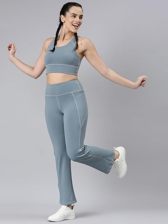 Enamor Wide Straps Seamed T-Back Basic Workout Sports Bra - Quick Dry, Antimicrobial, Removable Padding, Non-Wired, Full Coverage