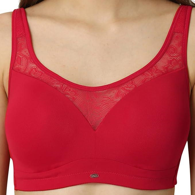 SOIE Women’s Full Coverage Padded Non-Wired Lacy Cami Bra|Soft Nylon Spandex Everyday Comfort Bra with Adjustable Straps & Feminine Lace Detailing
