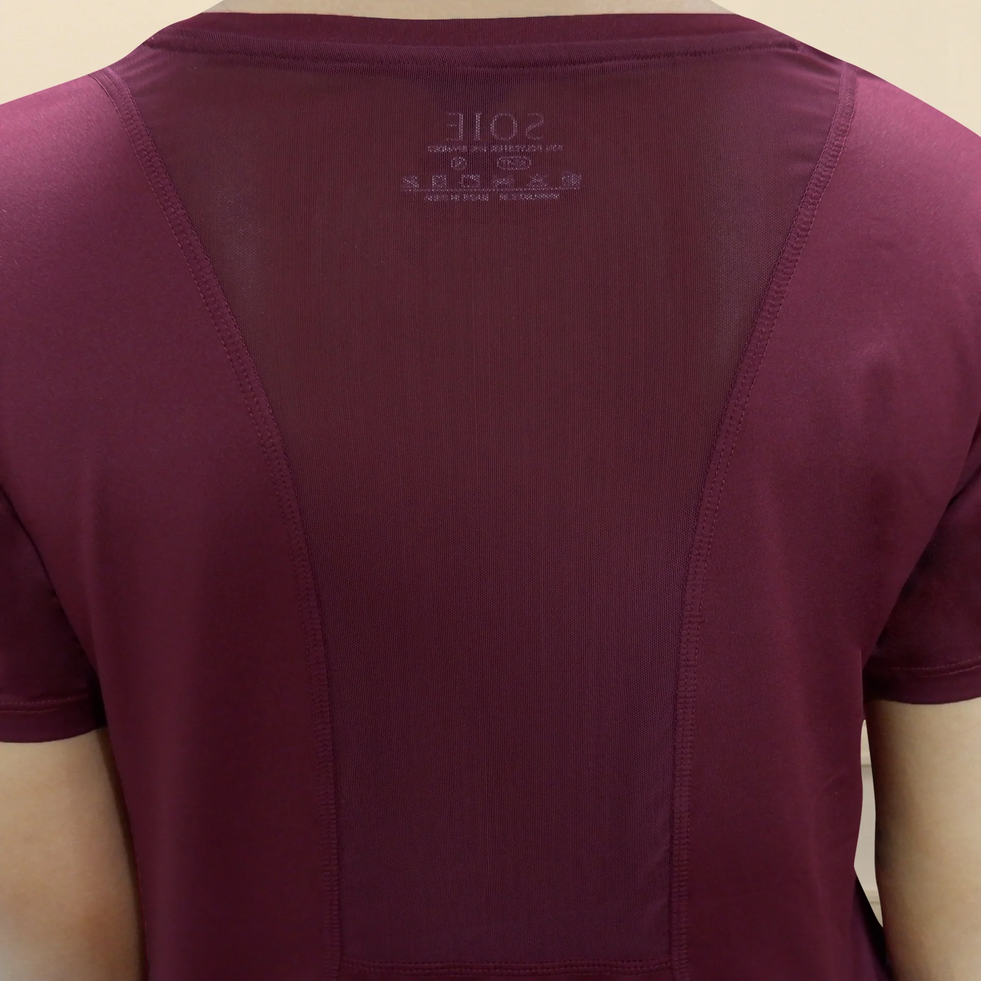 SOIE WOMENS T-SHIRT BASIC CREW NECK TRAINING TEE WITH MESH BACK T-SHIRT