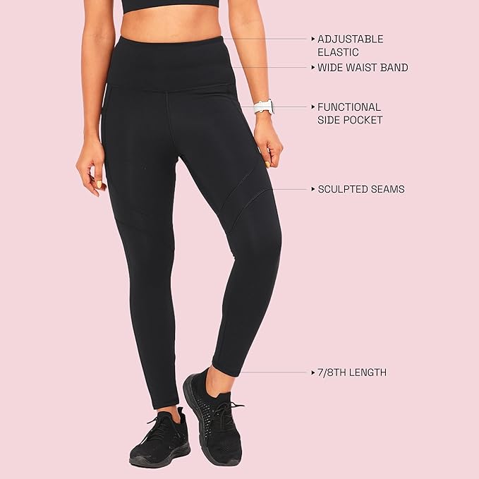 ENAMORE WOMEN'S QUICK DRY HIGH WAIST WORKOUT LEGGINGS WHITE ELASTICATED WAISTBAND