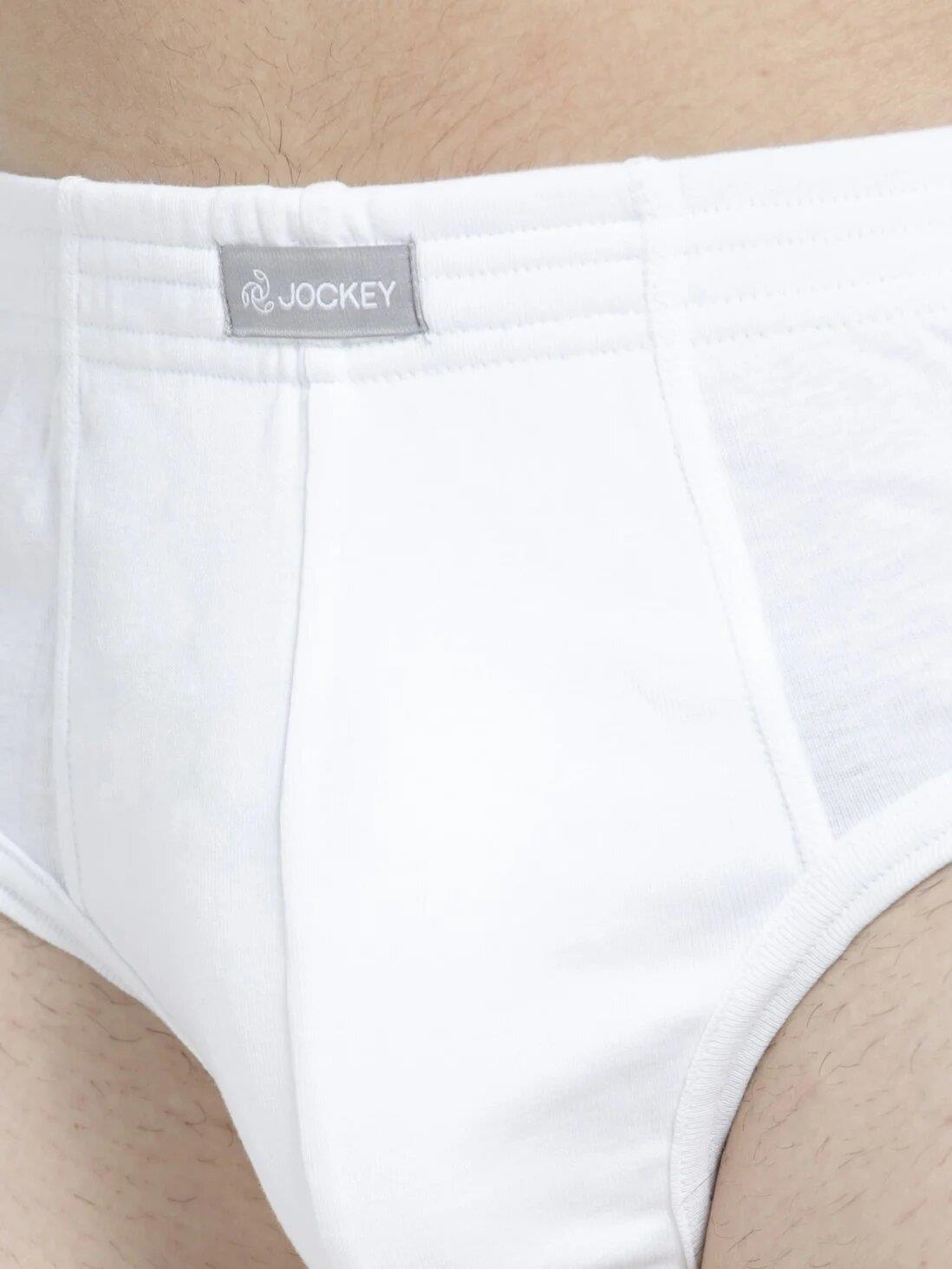 Jockey Men's White Super Combed Cotton Rib Solid Brief with Stay Fresh Properties (Pack of 2)