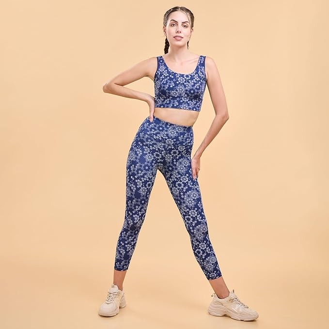 Enamor Cutaway Back Detail Quick Dry Printed Sports Bra - Removable Padding, Non-Wired, Medium Coverage