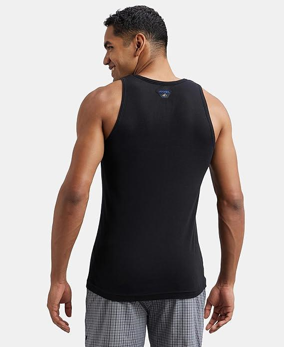 Jockey FP04 Men's Super Combed Cotton Rib Round Neck Slim Fit Sleeveless Vest with Extended Length for Easy Tuck