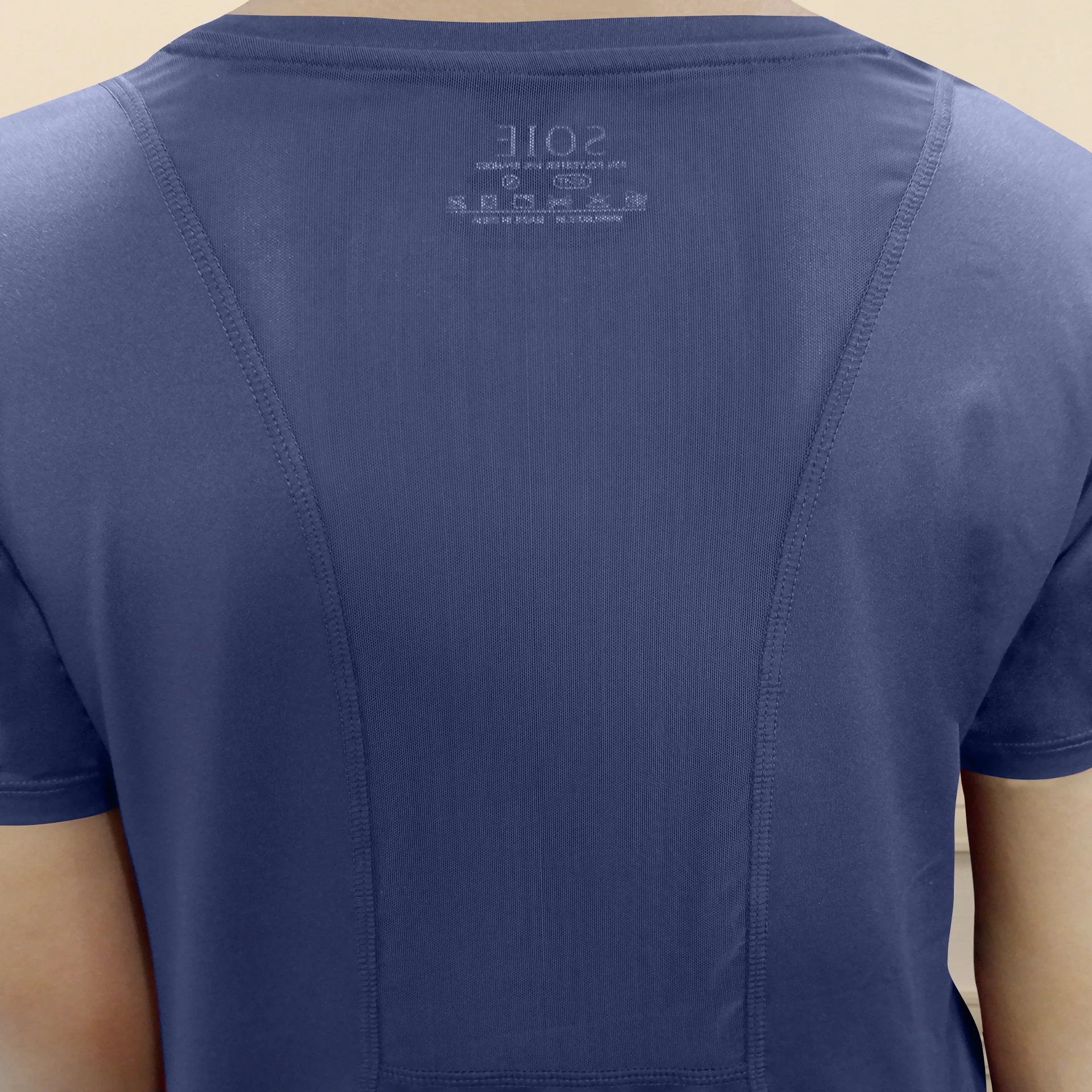 SOIE WOMENS T-SHIRT BASIC CREW NECK TRAINING TEE WITH MESH BACK T-SHIRT