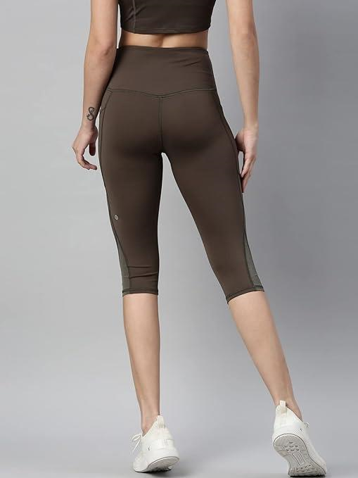 Enamor High Rise Drawstring Closure Active Capri Legging for Women- Hugged Fit, Quick Dry, Antimicrobial