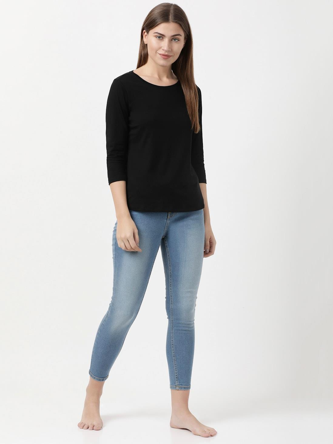 JOCKEY LADIES R-NECK T-SHIRT 3/4 SLEEVE SUPER COMBED COTTON T-SHIRT