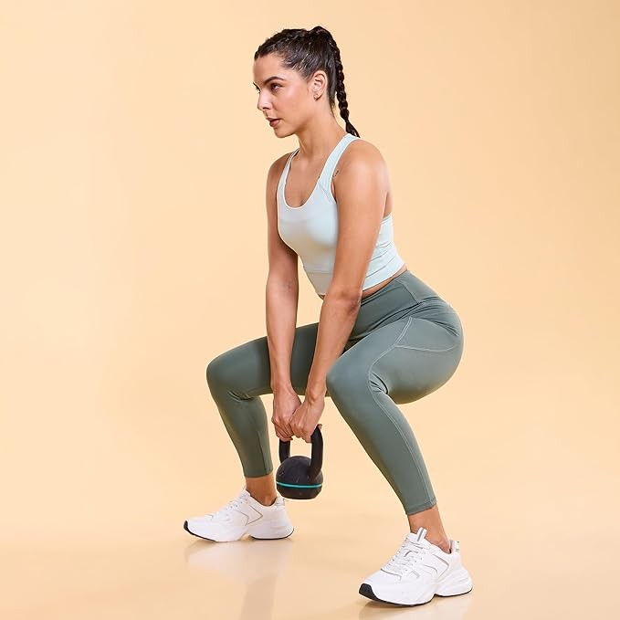 Enamor Wide Straps Seamed T-Back Basic Workout Sports Bra - Quick Dry, Antimicrobial, Removable Padding, Non-Wired, Full Coverage