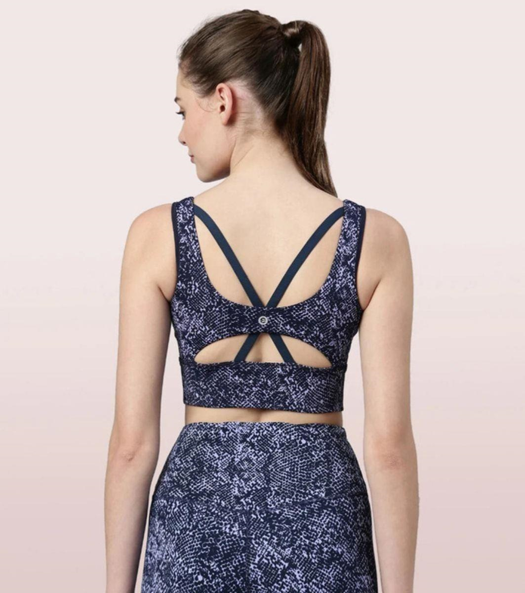 Enamor SPORTS BRA  PRINTED  SCOOP NECK MEDIUM IMPACT DRY FIT SPORTS BRA