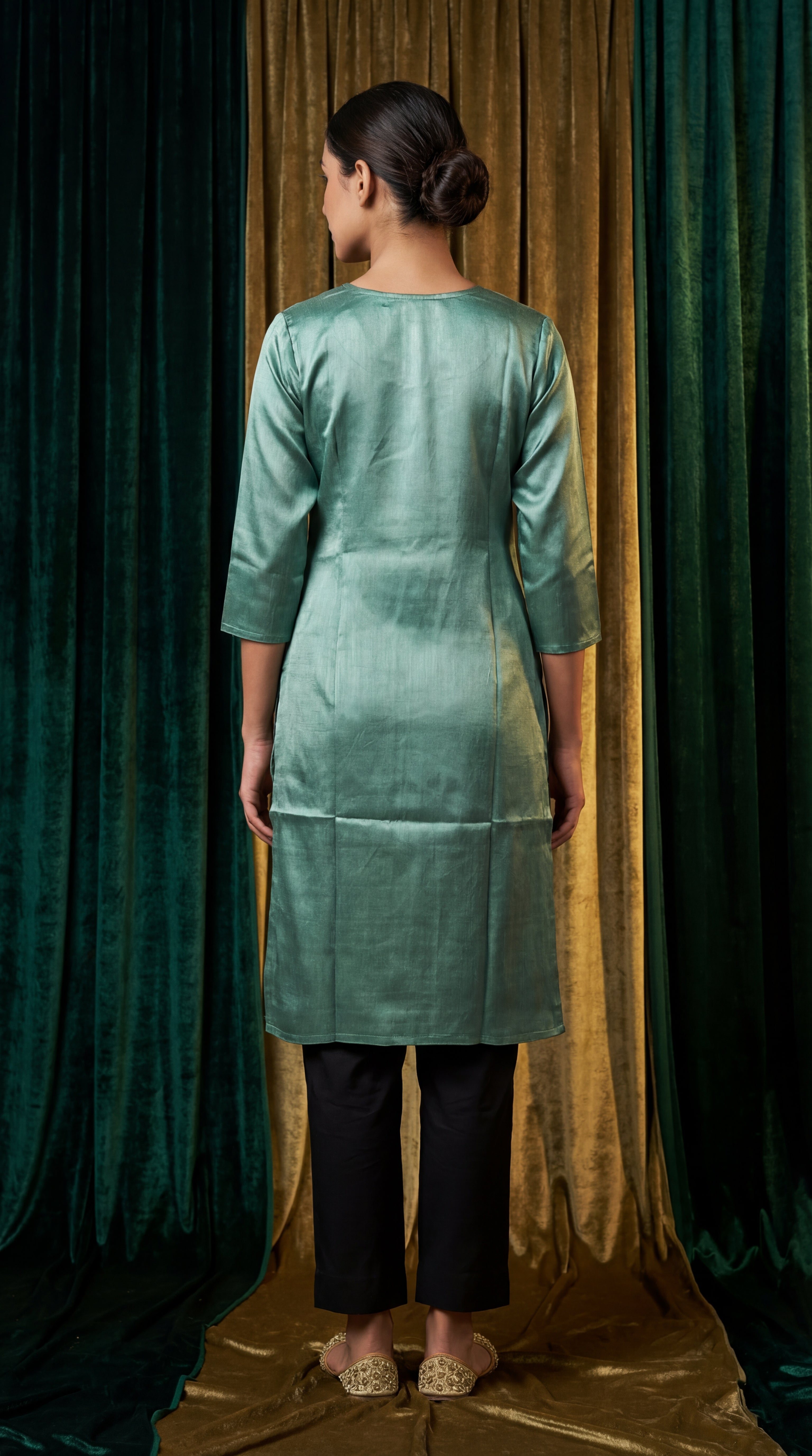 Classic Plain Gaji Silk Straight Kurti