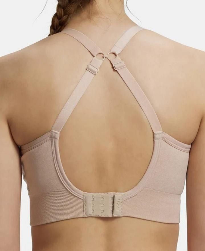 Jockey MI17 Sports Bra | Wirefree | Padded | Racer Back Styling | Recycled Polyester Fabric with StayFresh Treatment