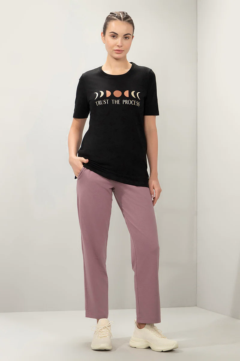 AMANTE WOMEN T-SHIRT STRETCH COTTON TERRY FABRIC A-LINE STYLING WITH RELAXED FIT, SIDE POCKET T-SHIRT