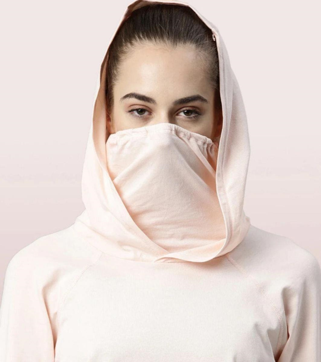 ENAMORE LADIES HOODED MASK TEE|DRY FIT COTTON TEE WITH HOODY & MASK