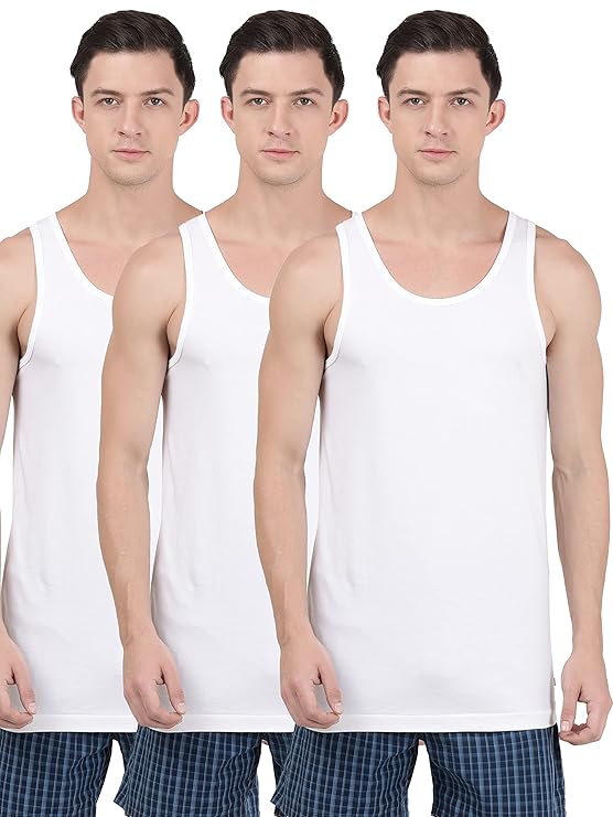 Jockey  Men's Super Combed Cotton Round Neck Sleeveless Vest  (Pack of 3)
