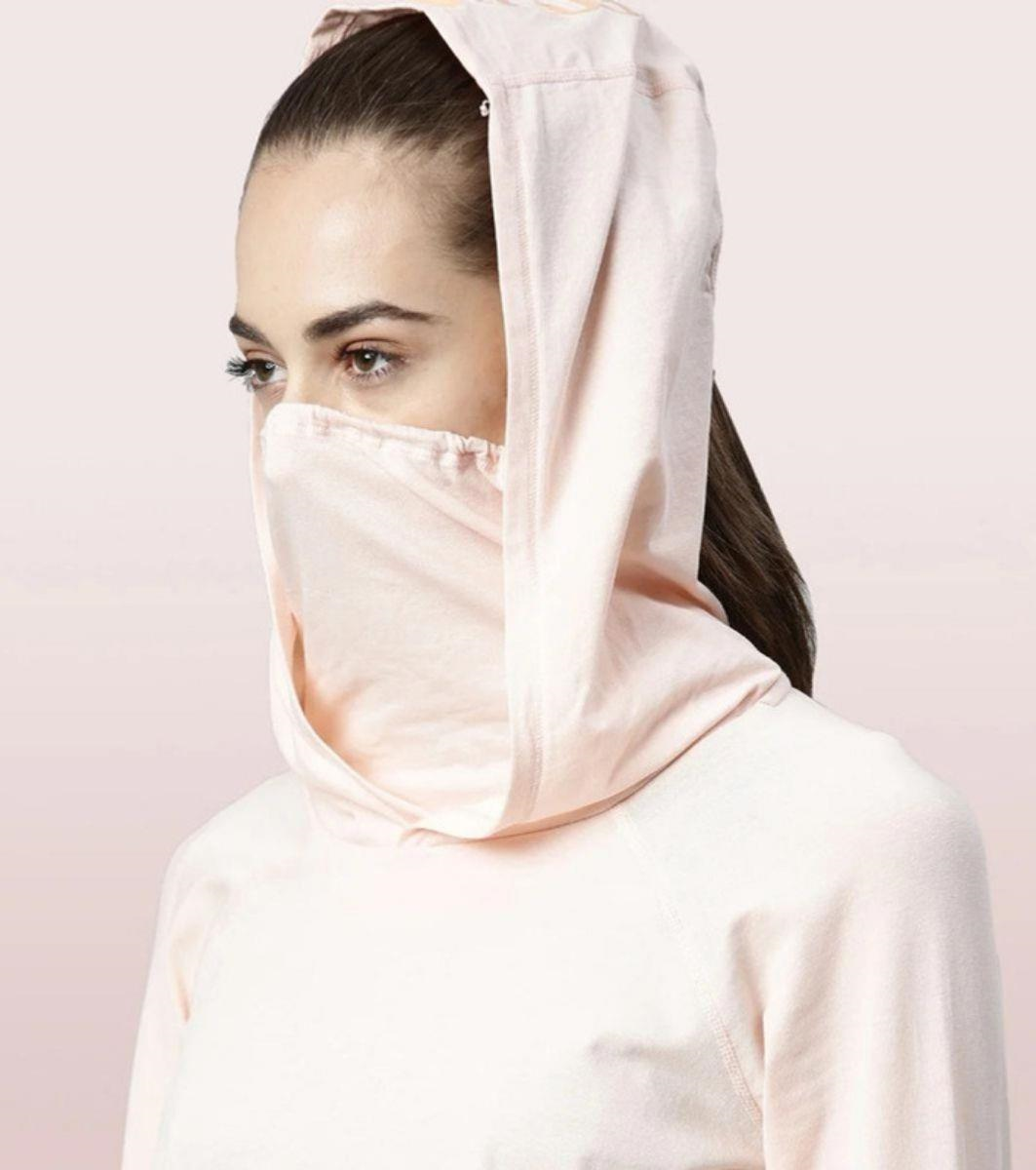 ENAMORE LADIES HOODED MASK TEE|DRY FIT COTTON TEE WITH HOODY & MASK