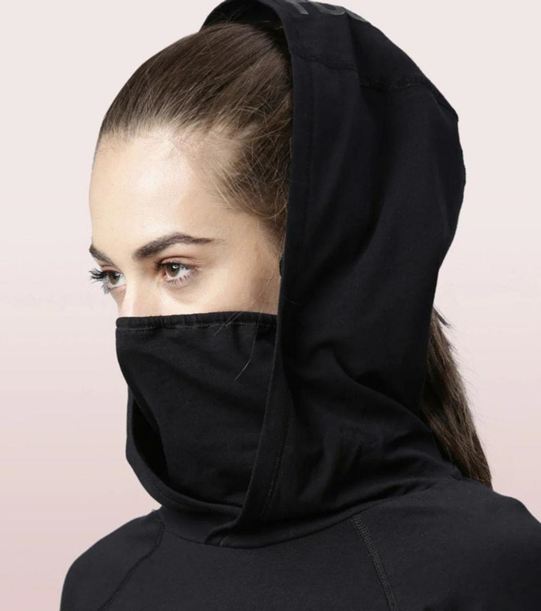 ENAMORE LADIES HOODED MASK TEE|DRY FIT COTTON TEE WITH HOODY & MASK