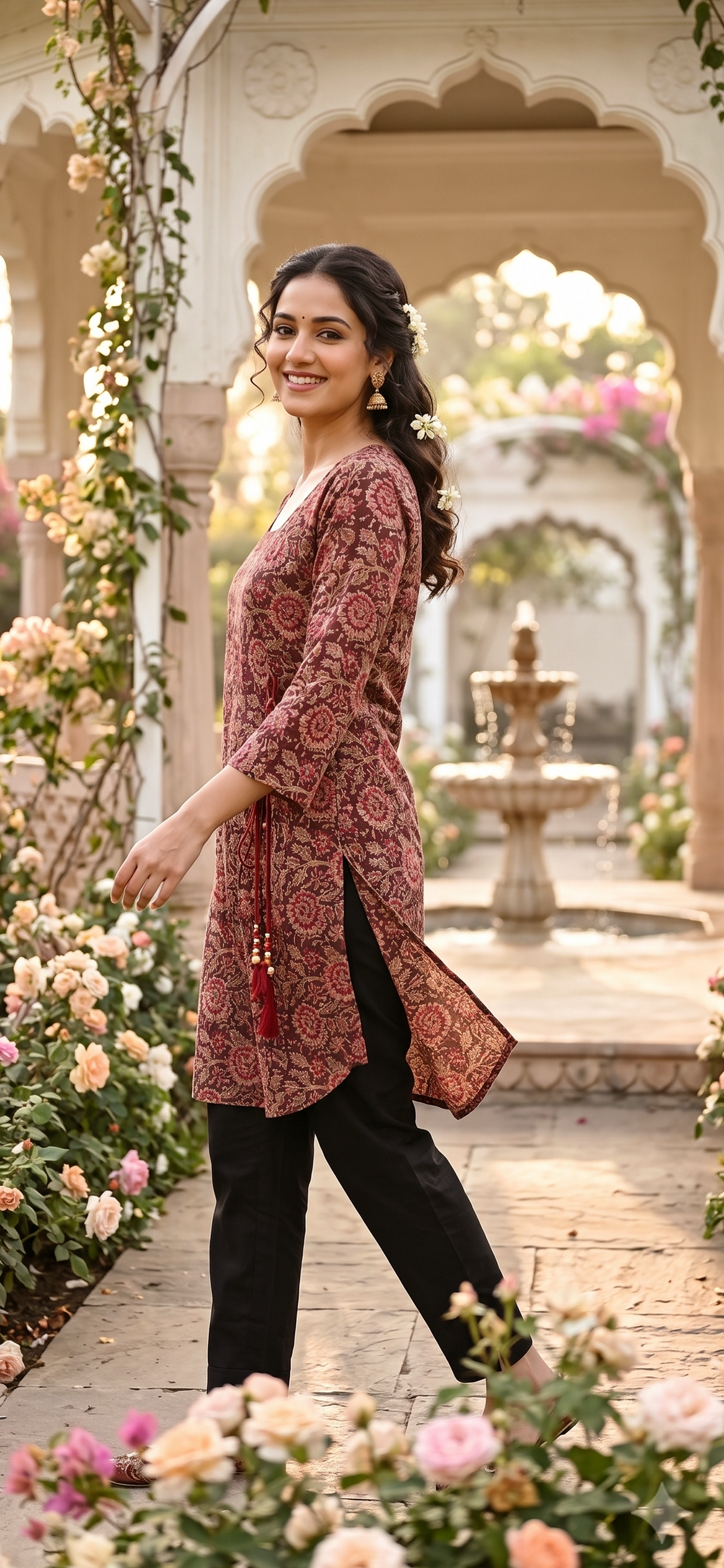 Paneri Embroidery Floral Side-Tie Short Kurti 🌺