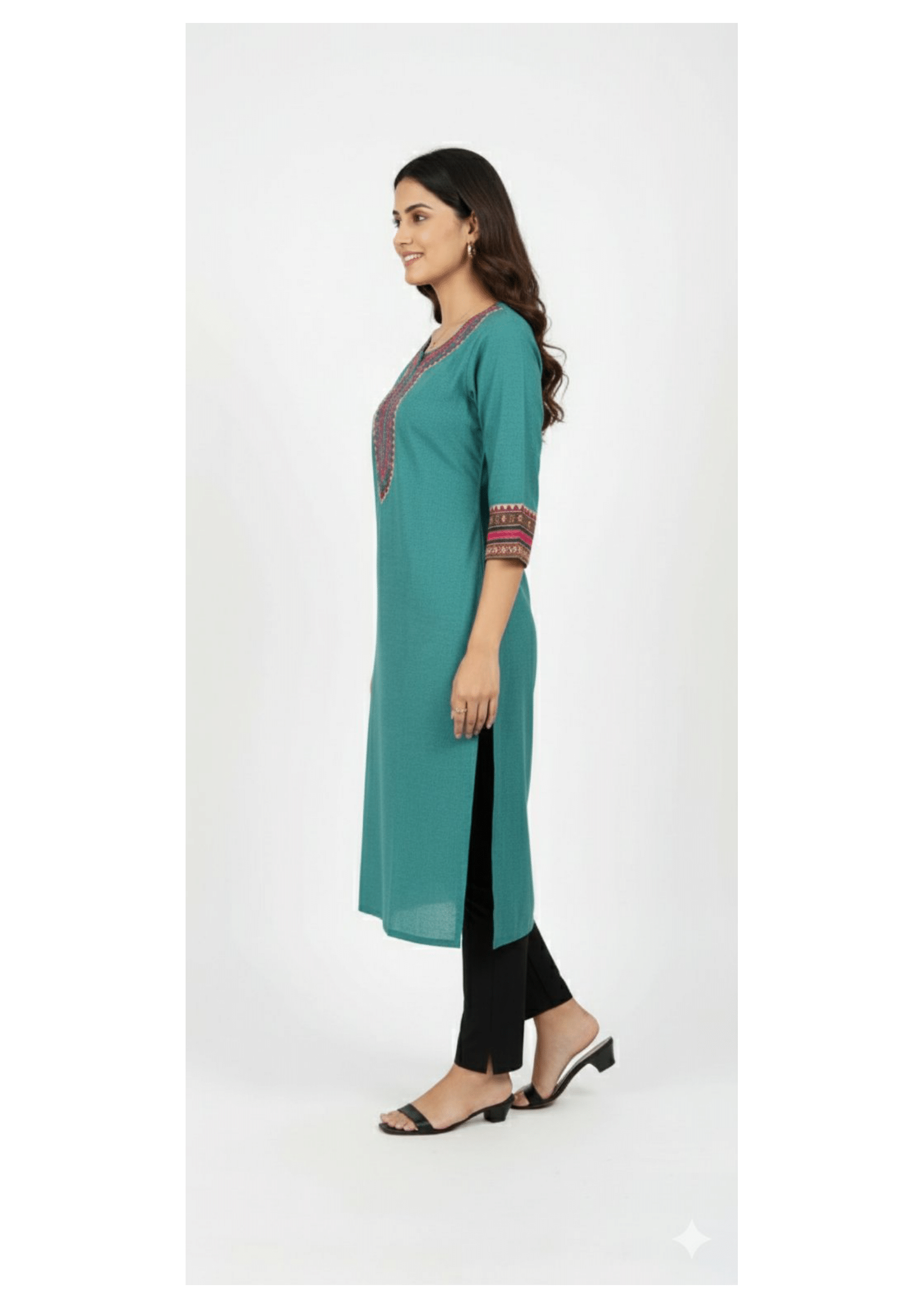 Stylish Long Kurti Highlighting Designer Neck Work