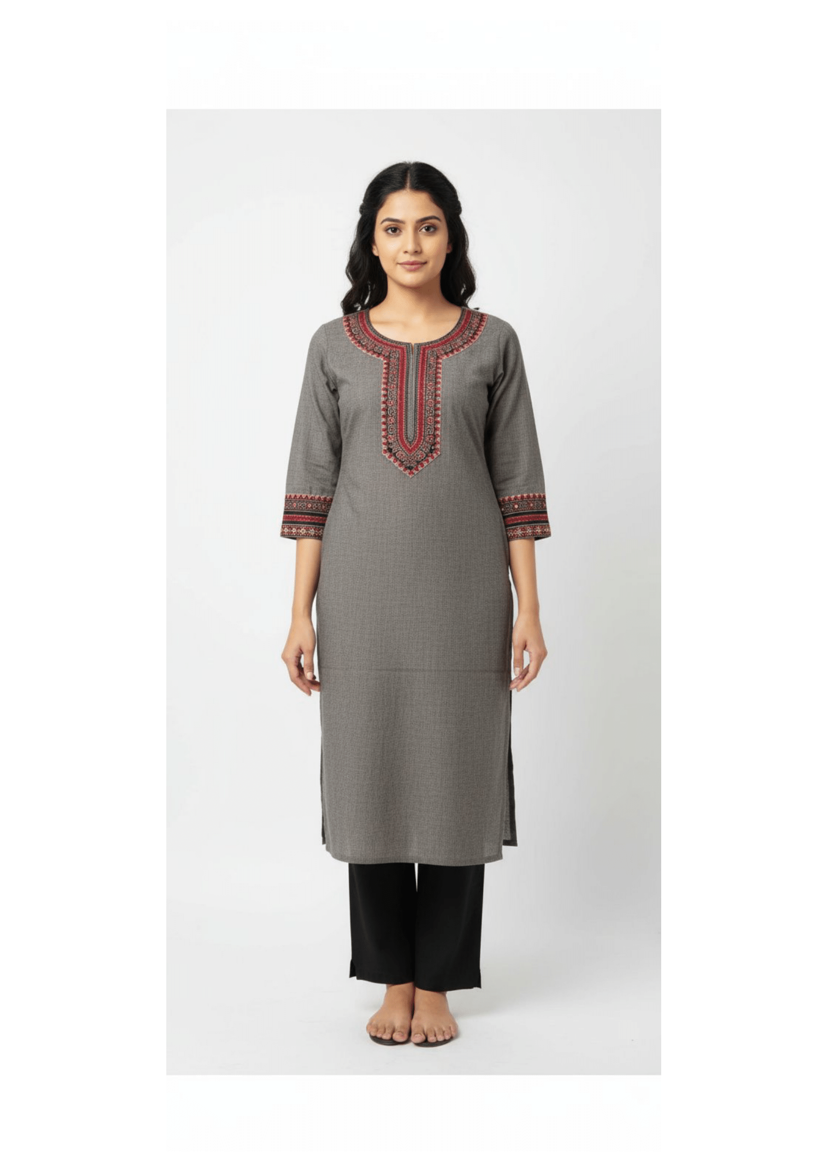 Stylish Long Kurti Highlighting Designer Neck Work