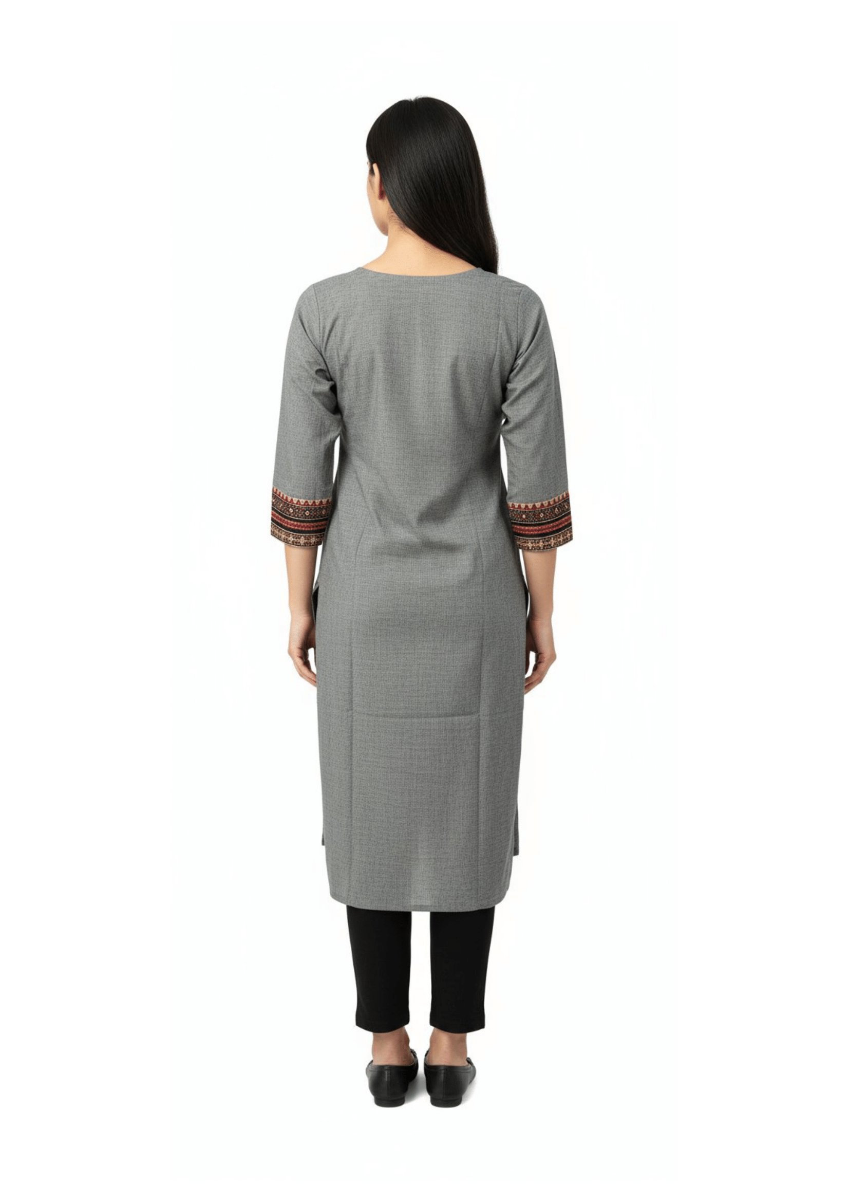 Elegant Hand-Embroidered Round Neck Kurti