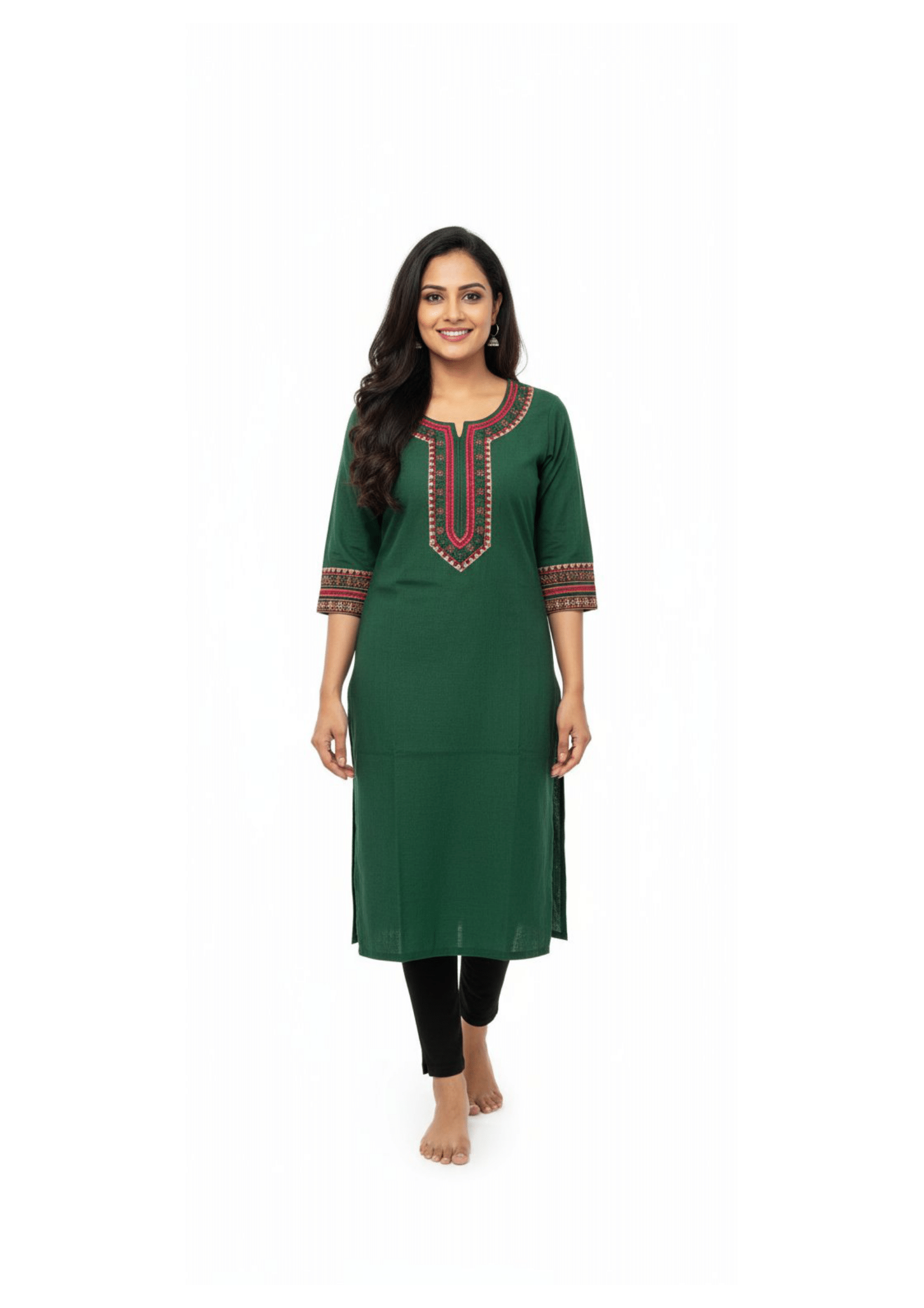 Elegant Hand-Embroidered Round Neck Kurti