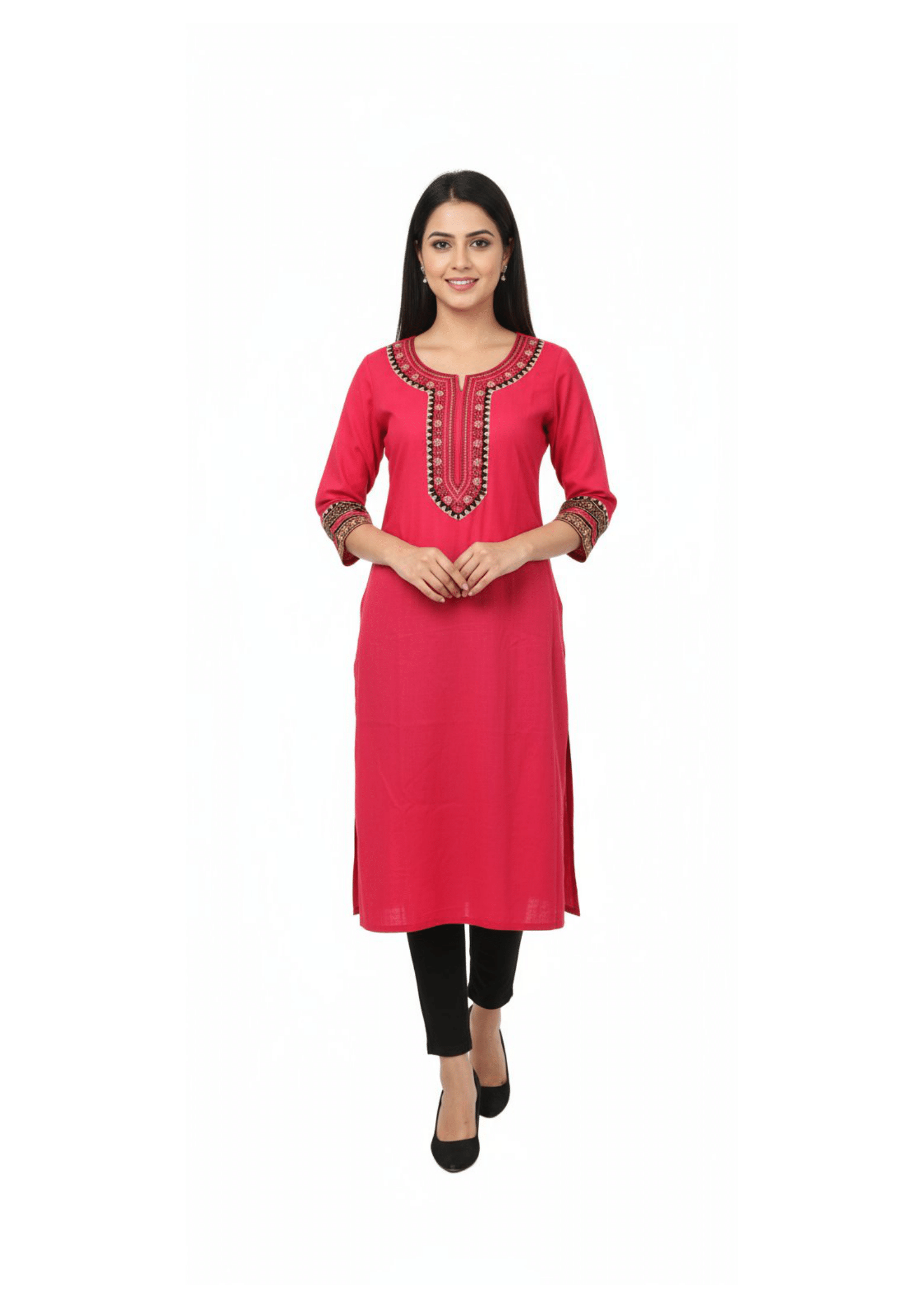 Elegant Hand-Embroidered Round Neck Kurti