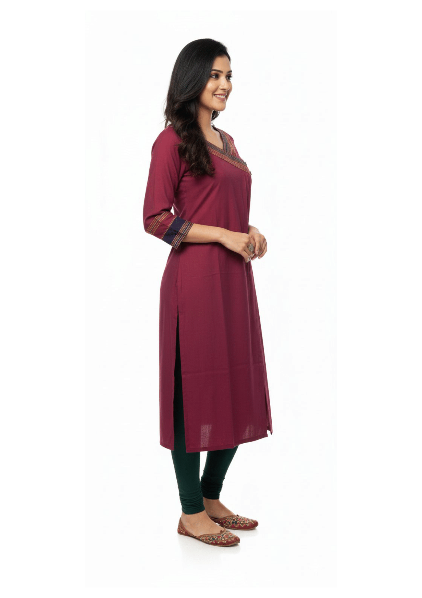 Emerald Kurti with Ethnic Embroidery