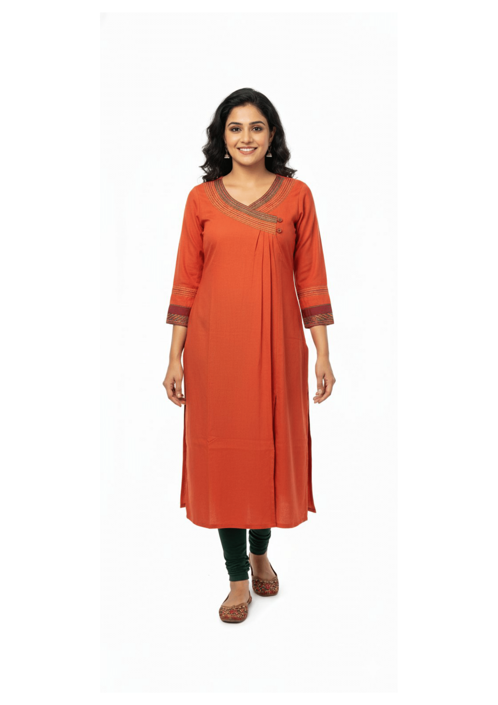 Emerald Kurti with Ethnic Embroidery