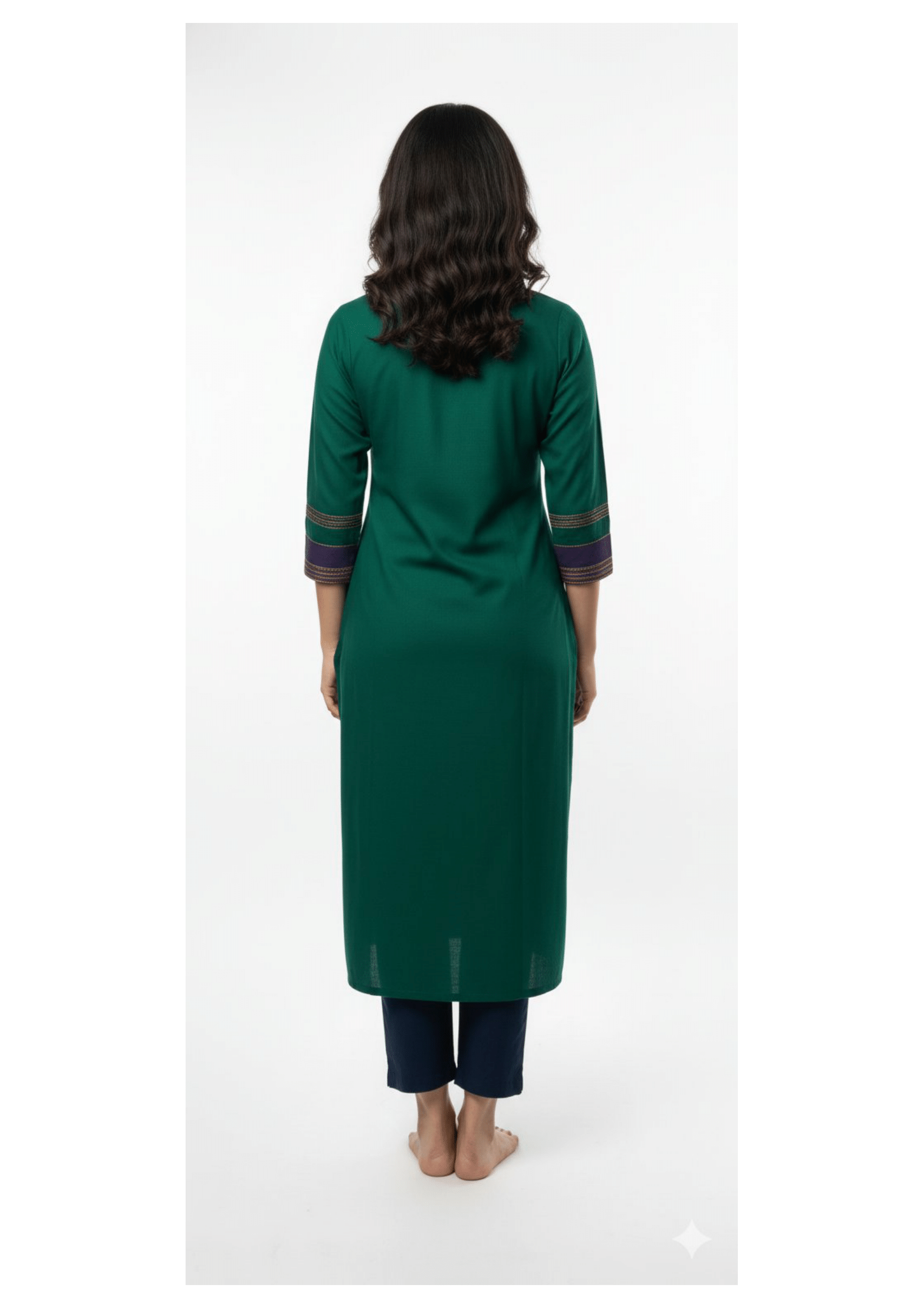 Emerald Kurti with Ethnic Embroidery