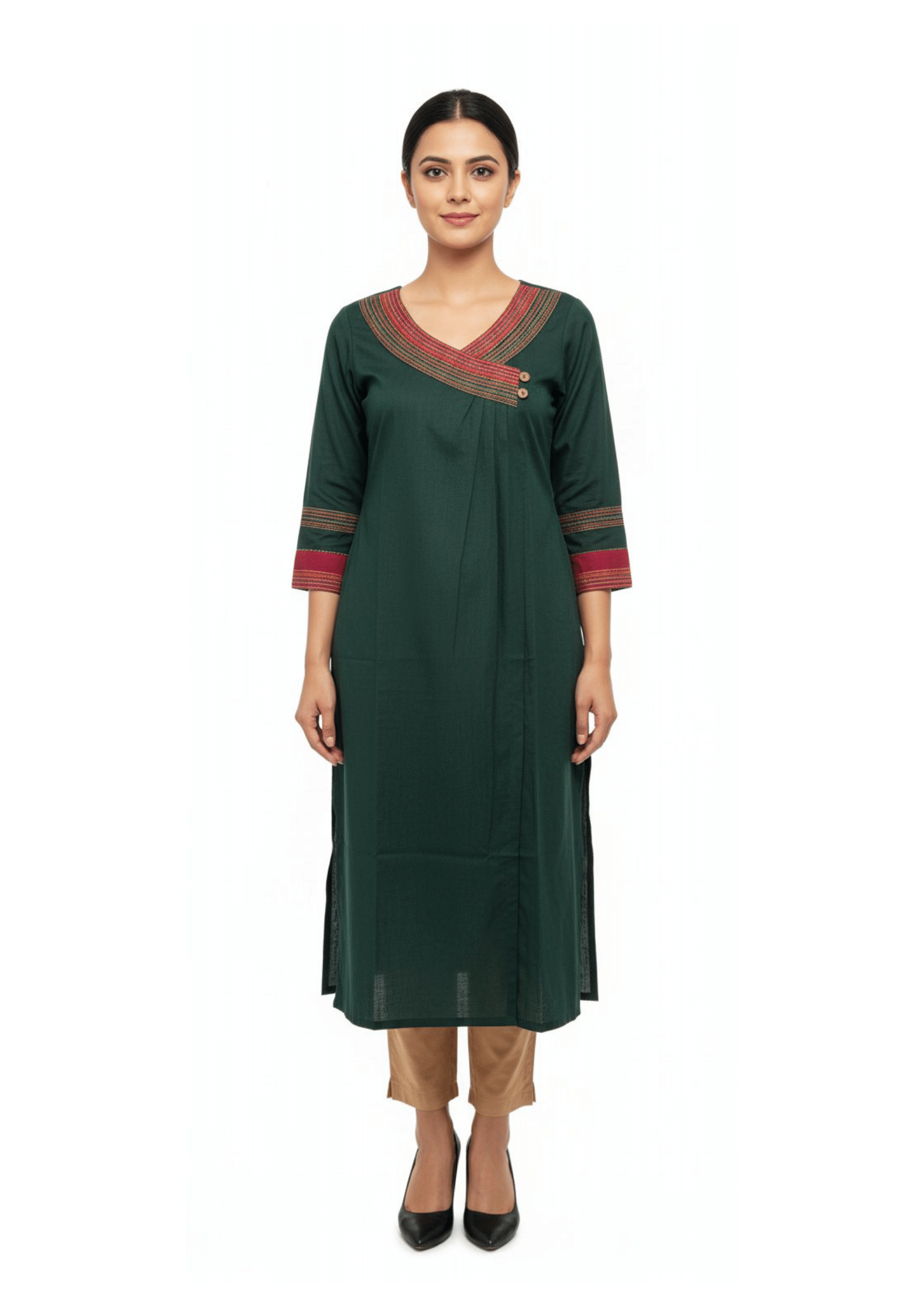 Emerald Kurti with Ethnic Embroidery