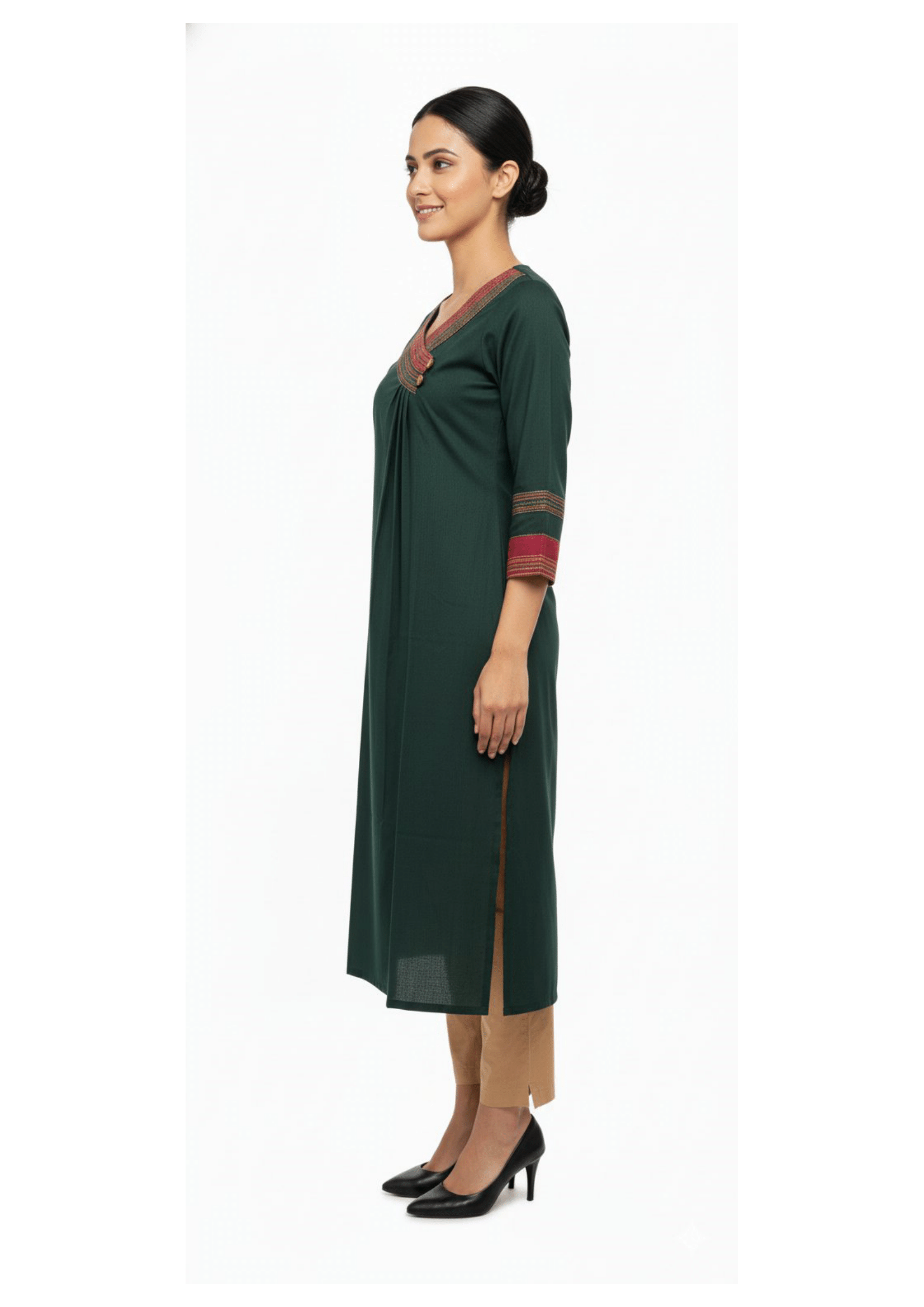 Emerald Kurti with Ethnic Embroidery