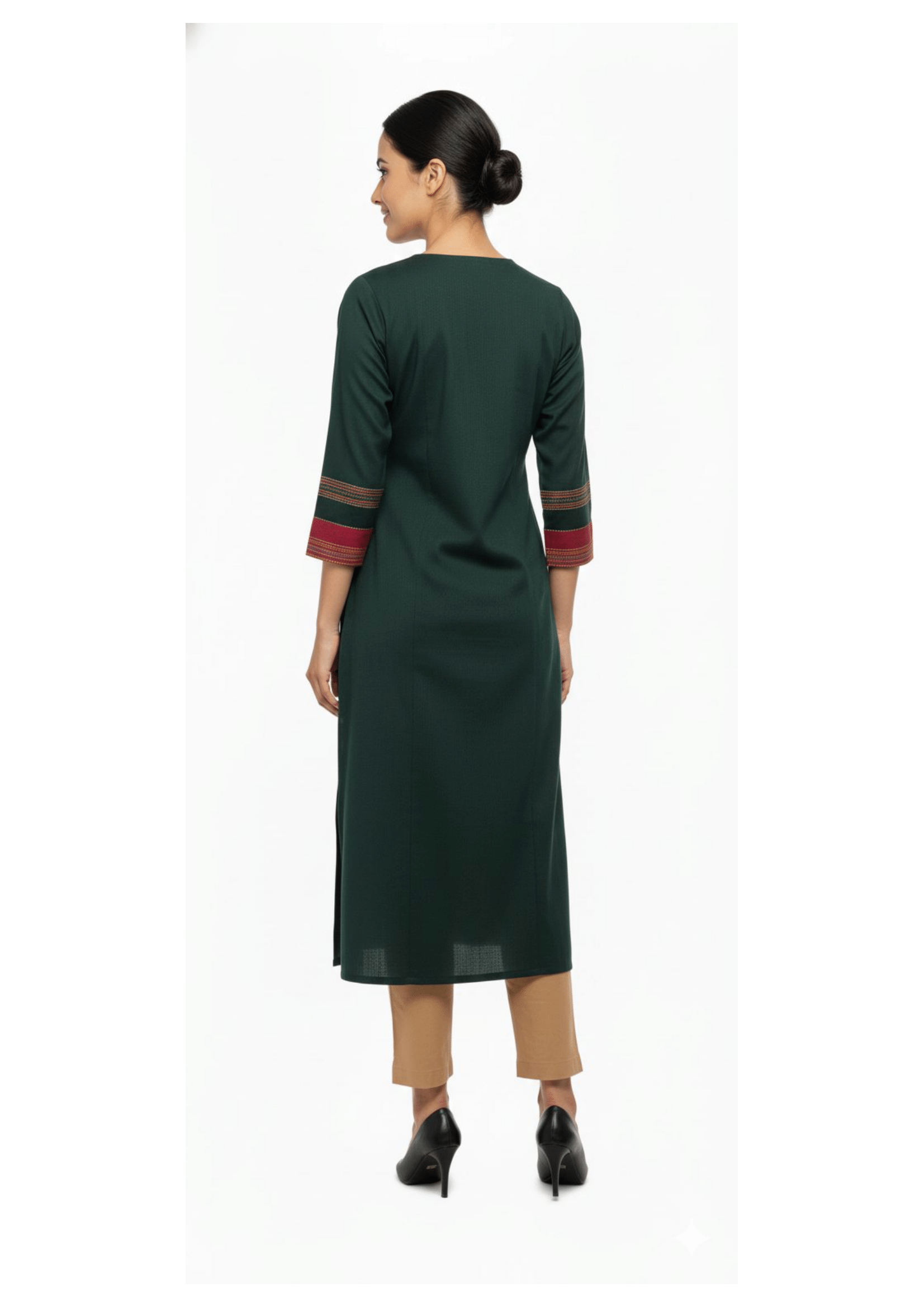 Emerald Kurti with Ethnic Embroidery