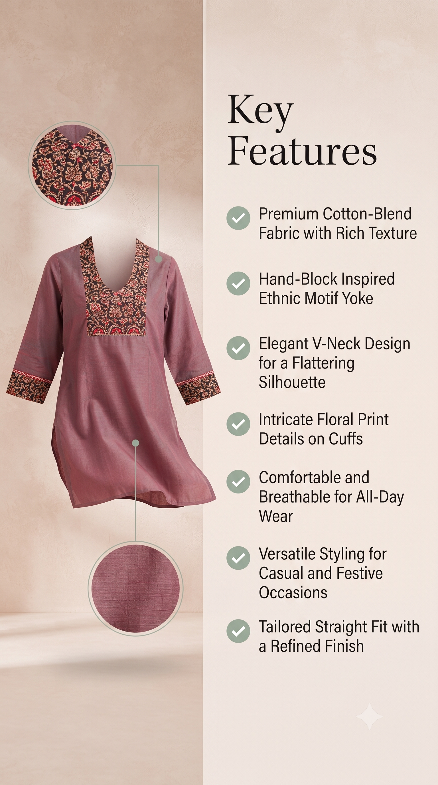 Paneri Embroidery Maroon Floral Short Kurti